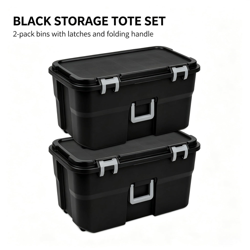 Black 2 Pack 22 Gallon Wheeled Plastic Storage Trunk W12152