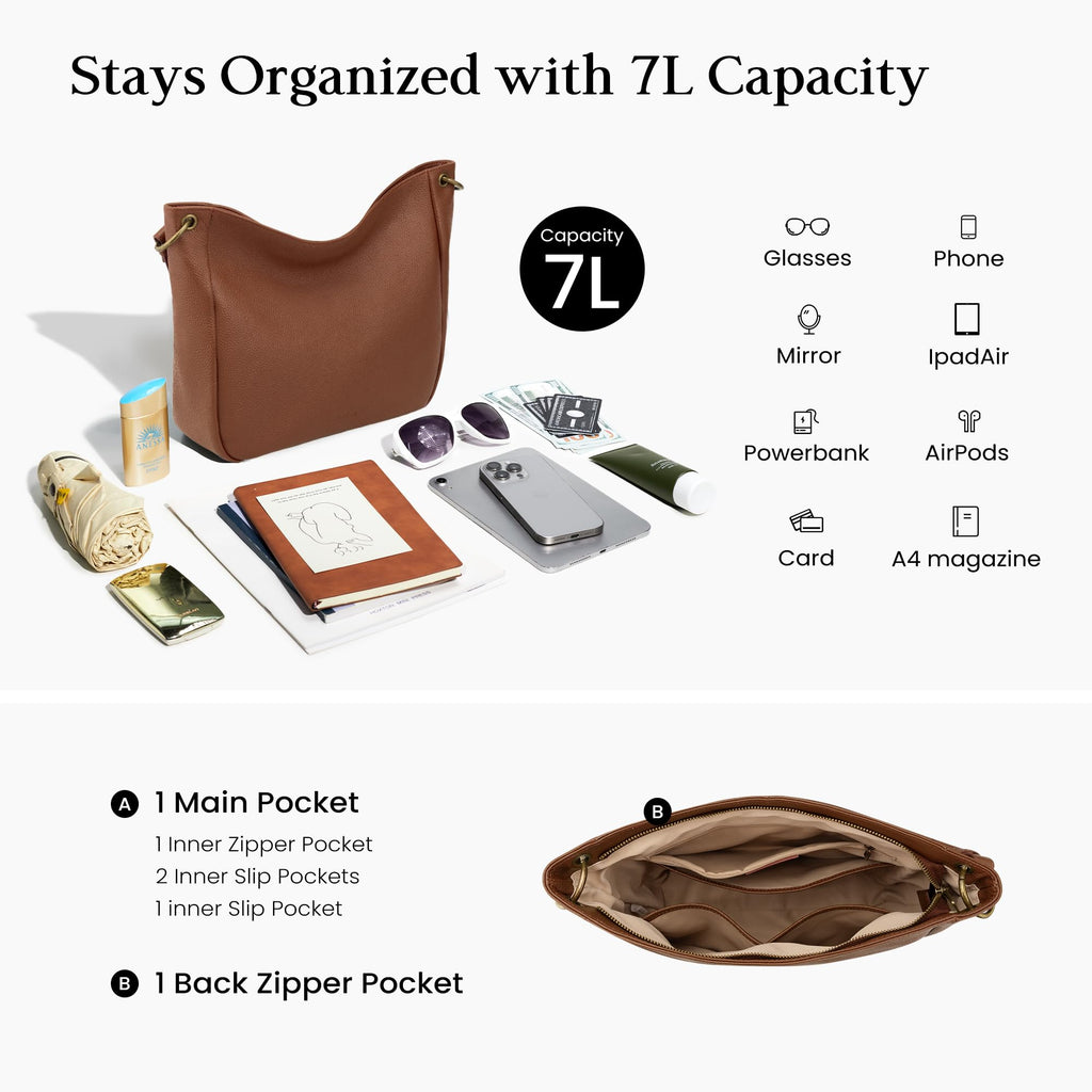 Genuine Leather Hobo Crossbody Bags with 2 Detachable Straps V220