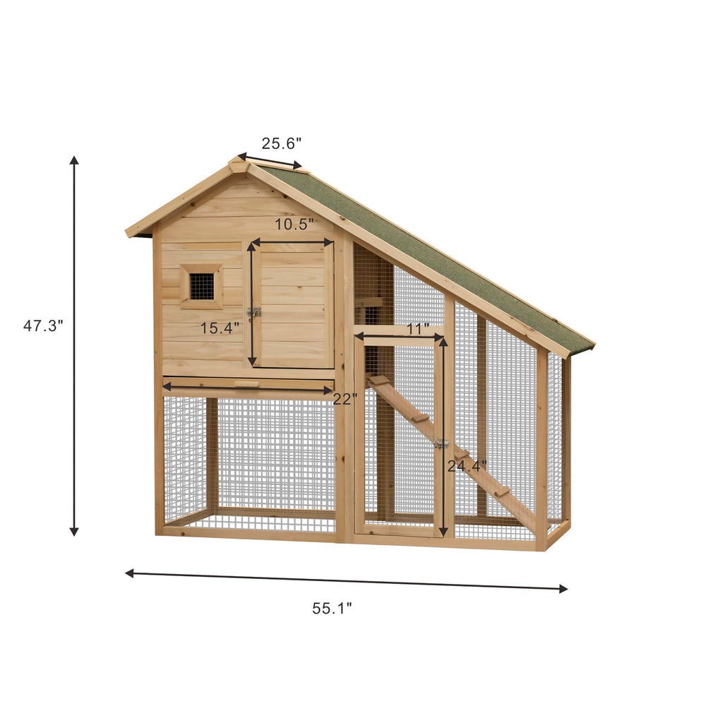 55" 2-Tier Wooden Rabbit Hutch with Ramp Y9753