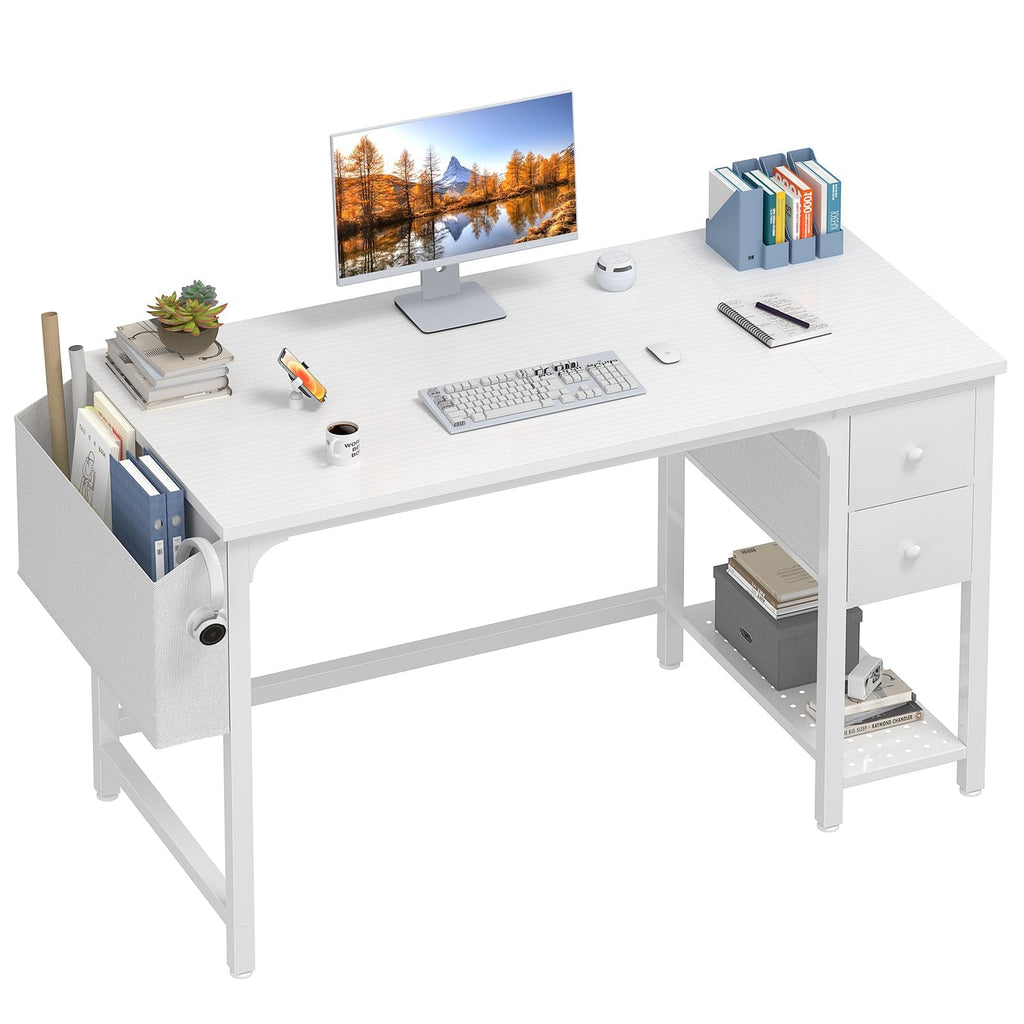 White Computer Desk with Drawers 47 Inch T930