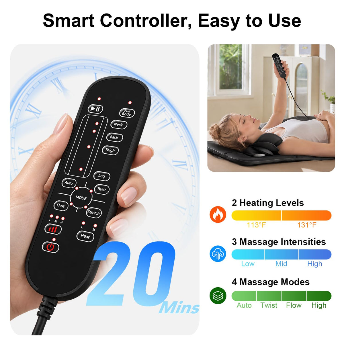 Foldable Full Body Massage Mat with Heat J3878