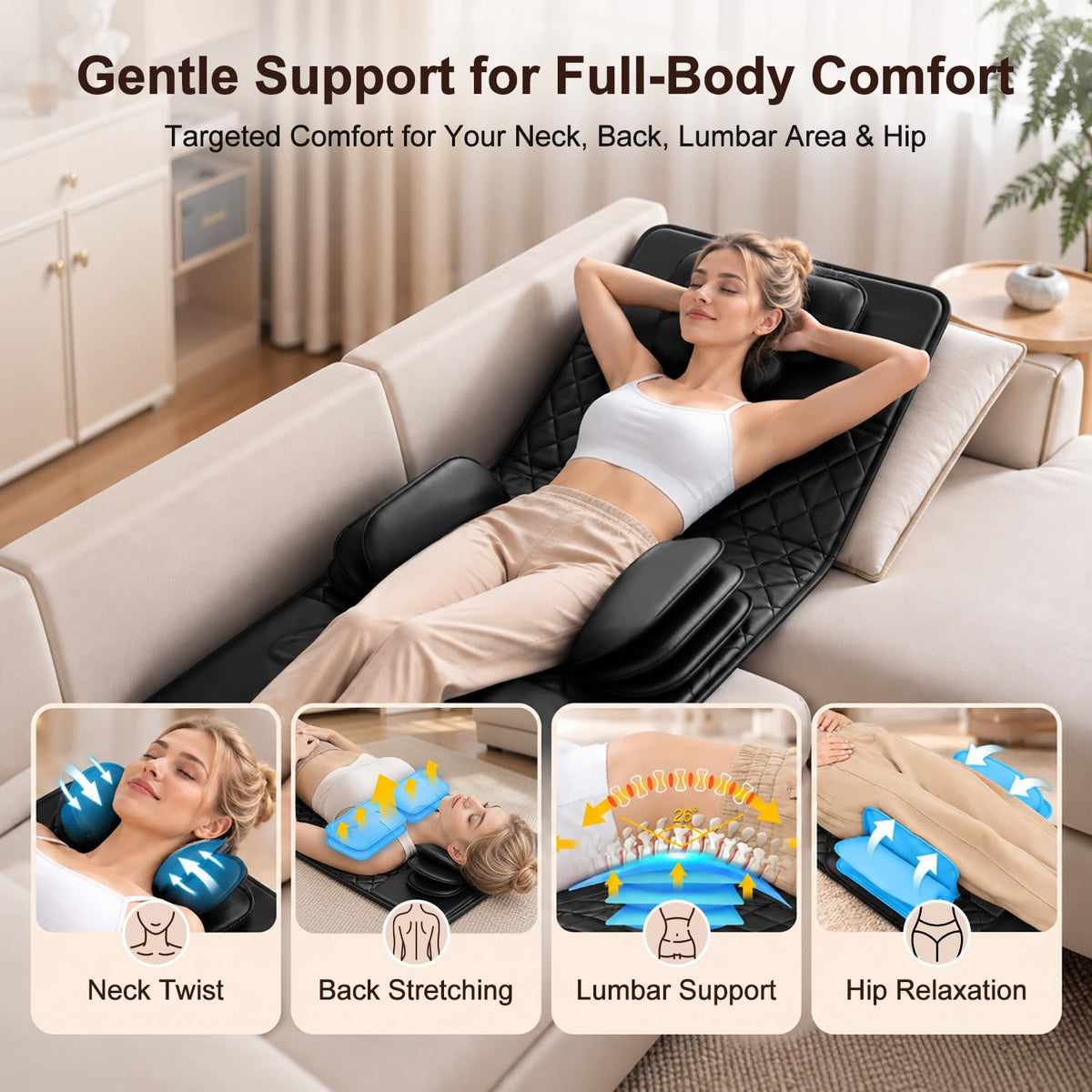 Foldable Full Body Massage Mat with Heat J3878