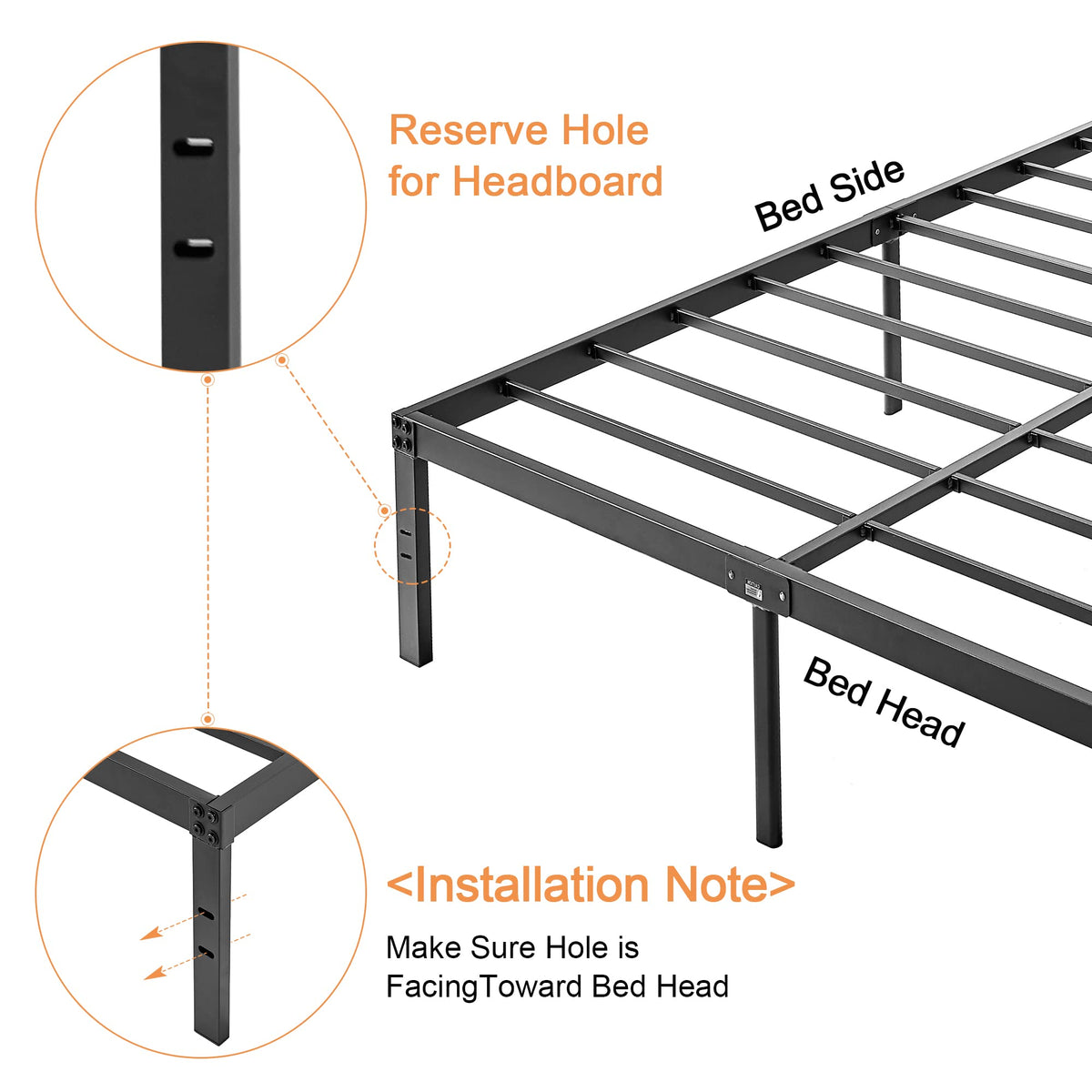 Queen Size Metal Platform Bed Frame V3310