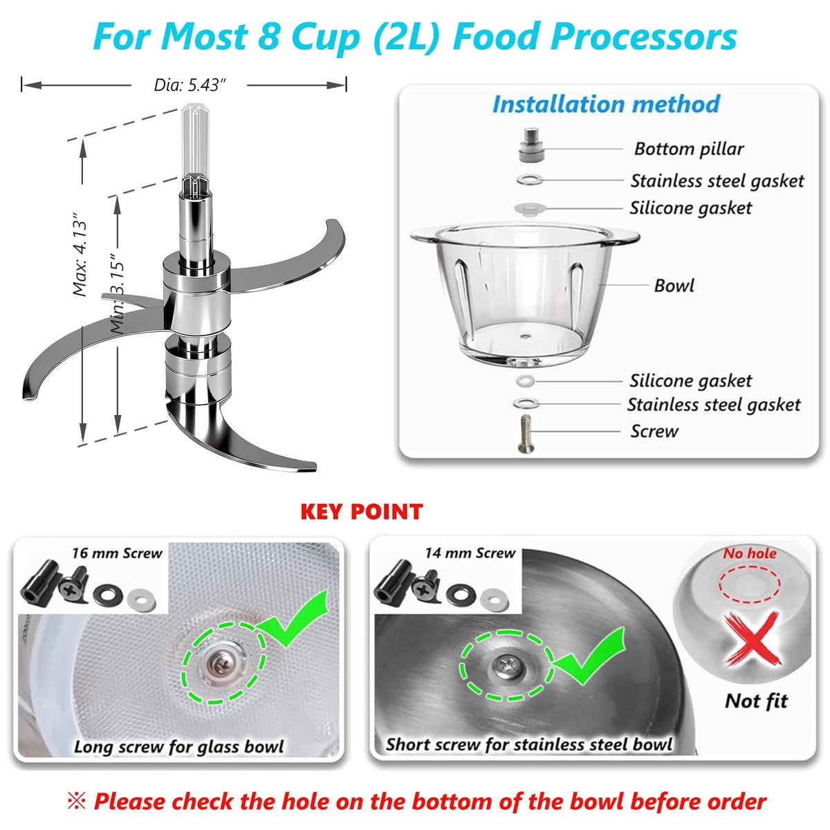 Stainless Steel Food Processor Blade Q6643