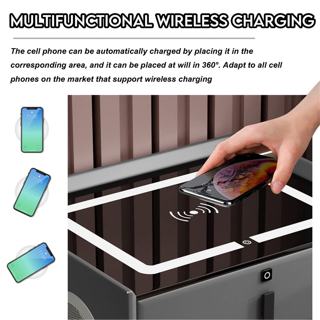 White 3 Drawer Smart Nightstand with Wireless Charging X442972