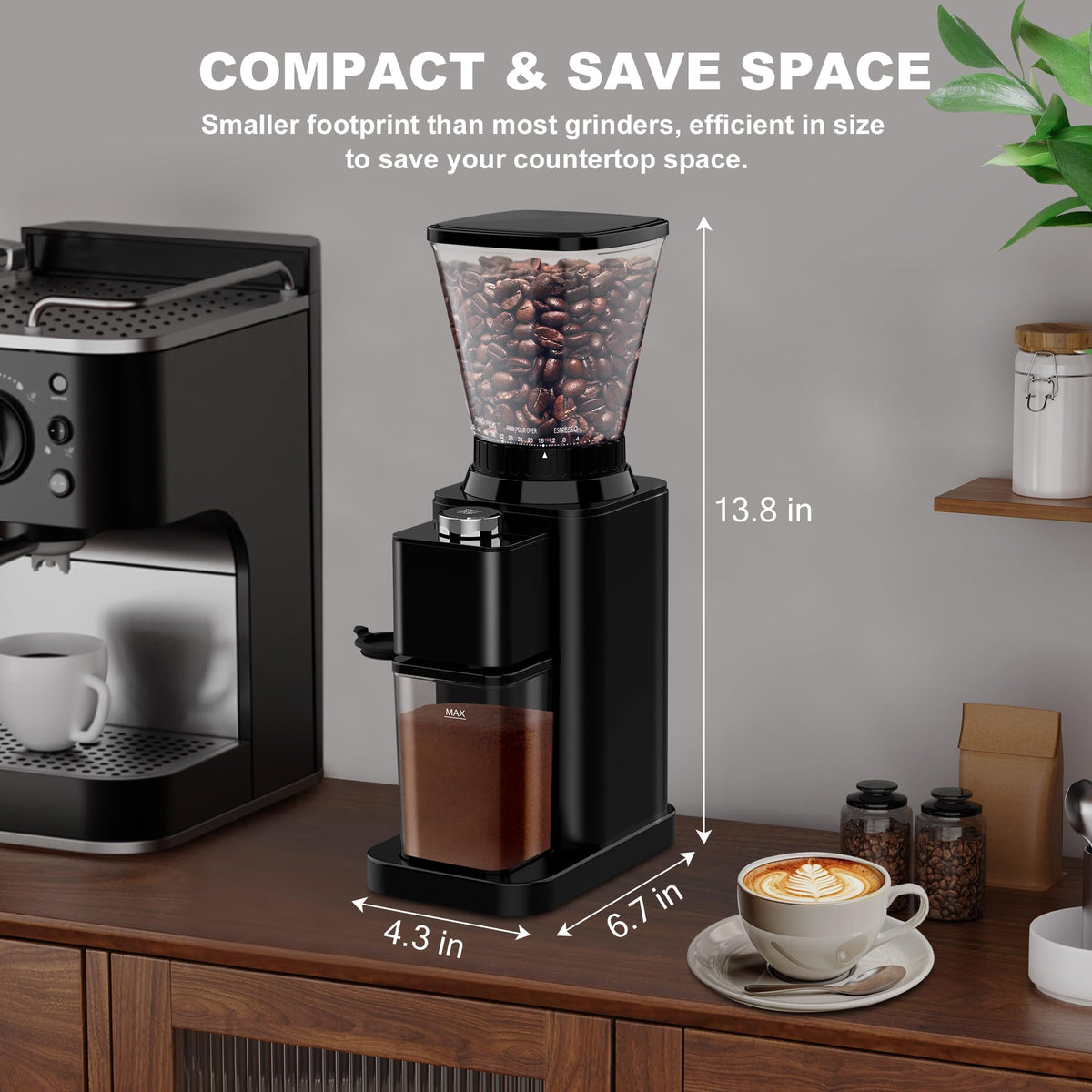 Black Electric Conical Burr Coffee Grinder B652248
