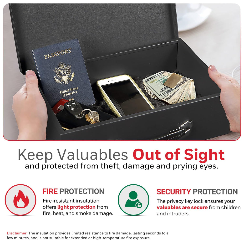 Black Steel Safe Box with Keys P762265