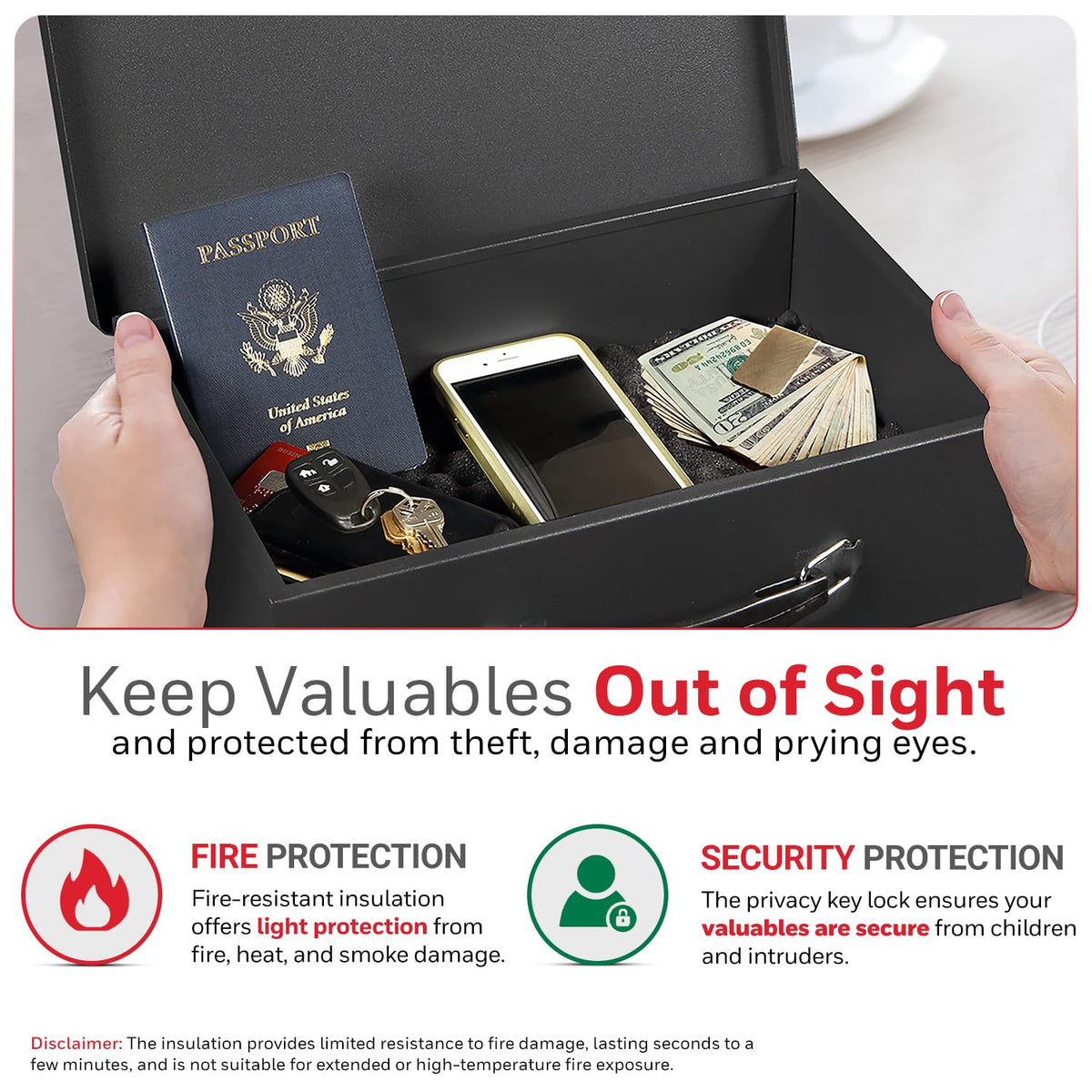 Black Steel Safe Box with Keys P762265