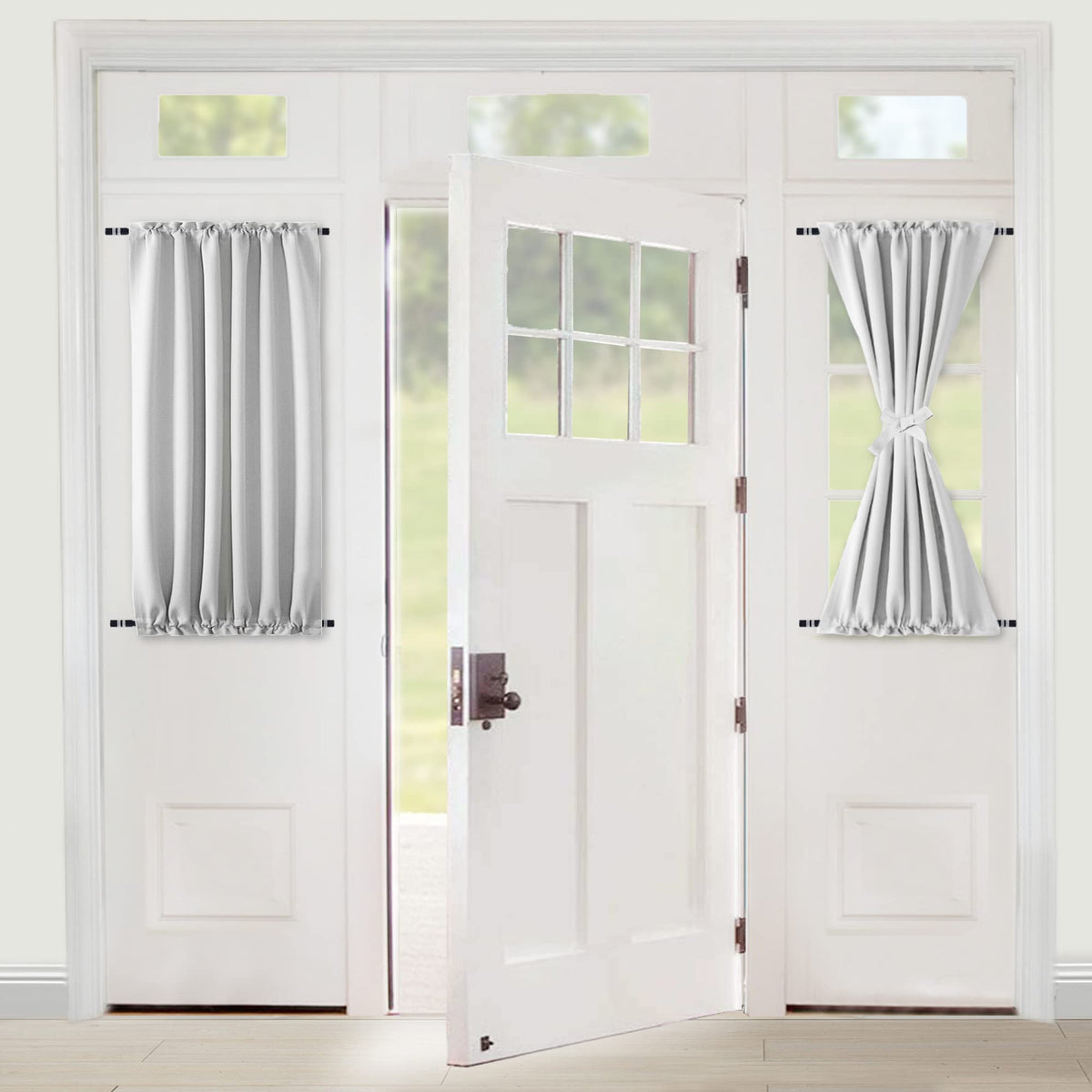 Door Curtains, Thermal and Room Darkening Curtains, Rod Pocket Blackout Curtains, 25 x 40 inches, Greyish White, 1 Panel C629