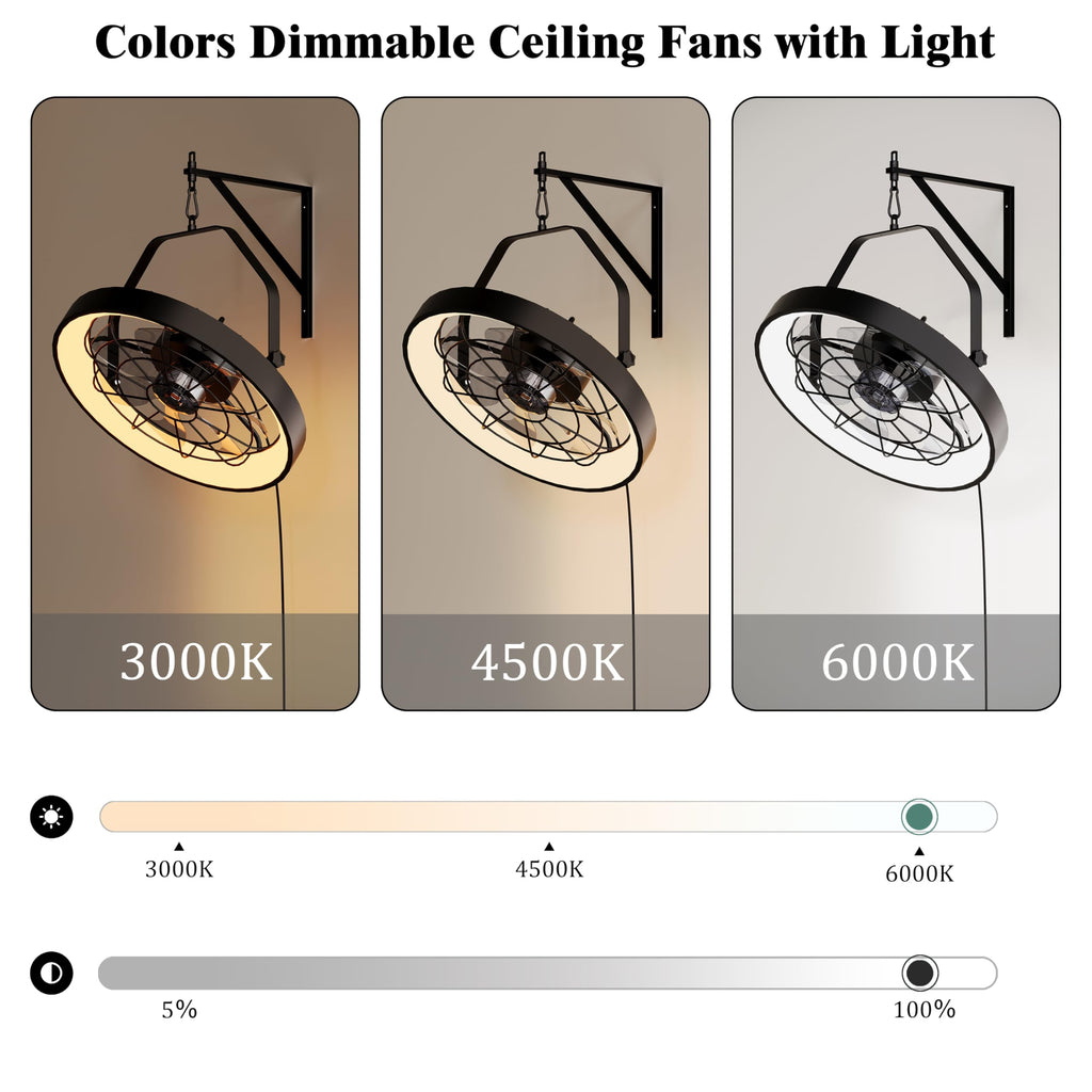 20 Inch Plug In Wall Mount Fan with Light N97986
