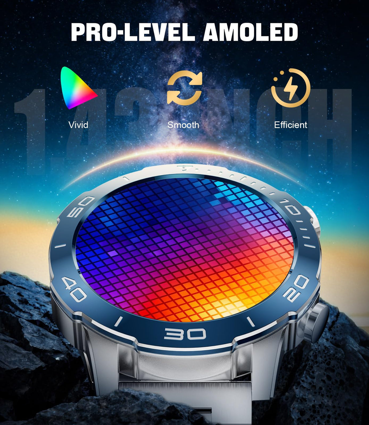 Smart Watch with Heart Rate SpO2 Sleep Monitor IP68 Waterproof Silver Blue 40mm Q815