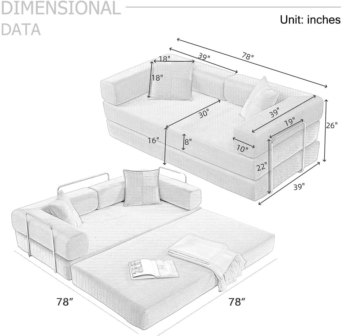 Pink Futon Sleeper Sofa Bed B5338