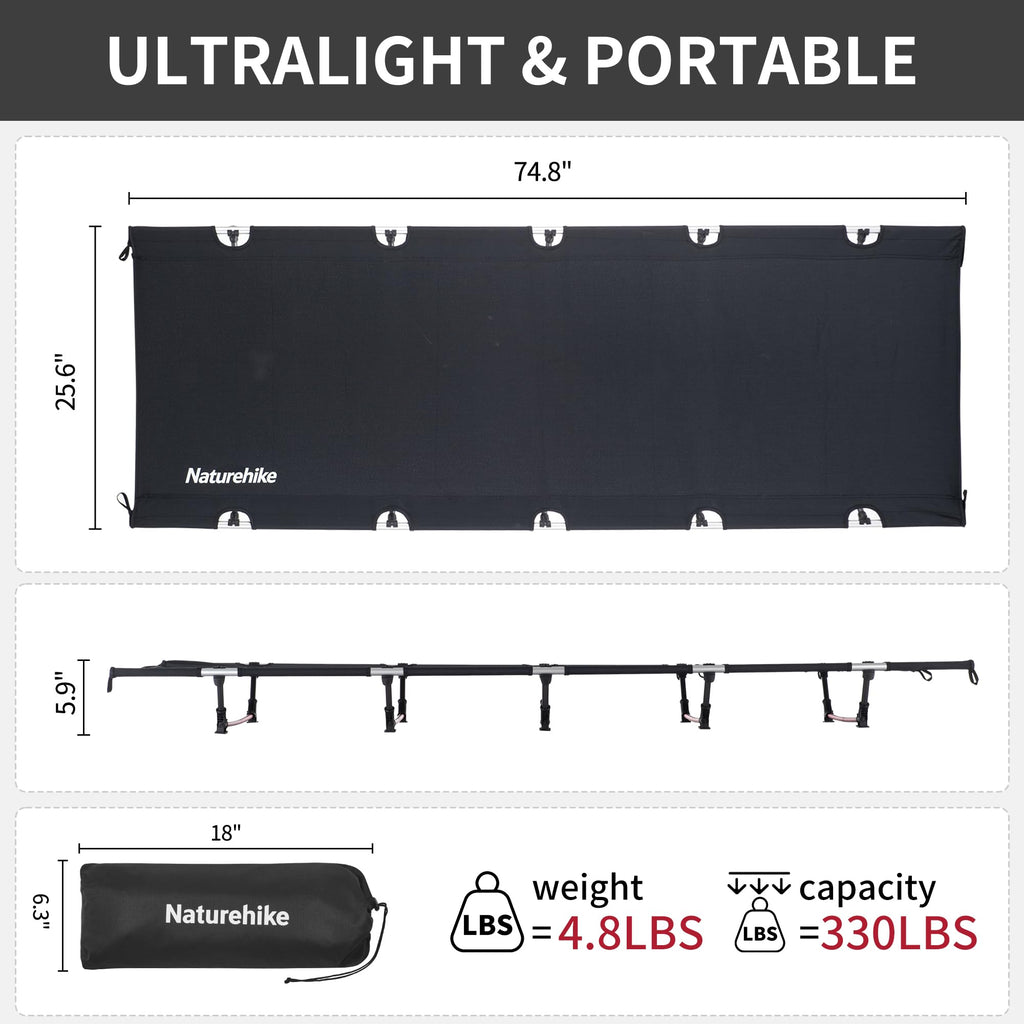 Ultralight Folding Camping Cot 330lbs L4368