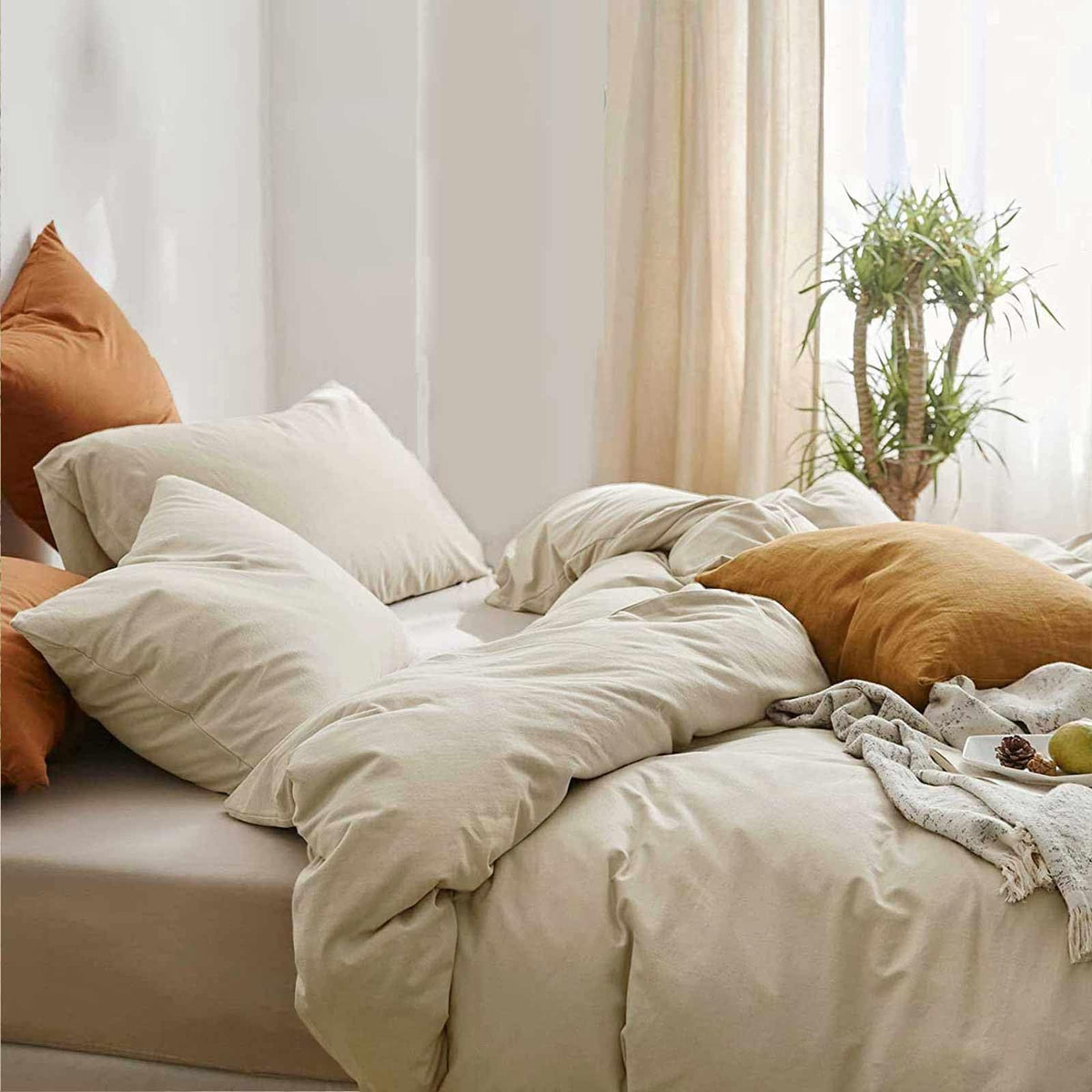 King Size 3 Piece Beige Comforter Set D65532