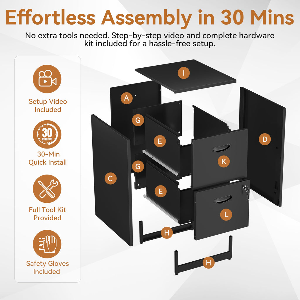 2 Drawer Metal File Cabinet with Lock W896745