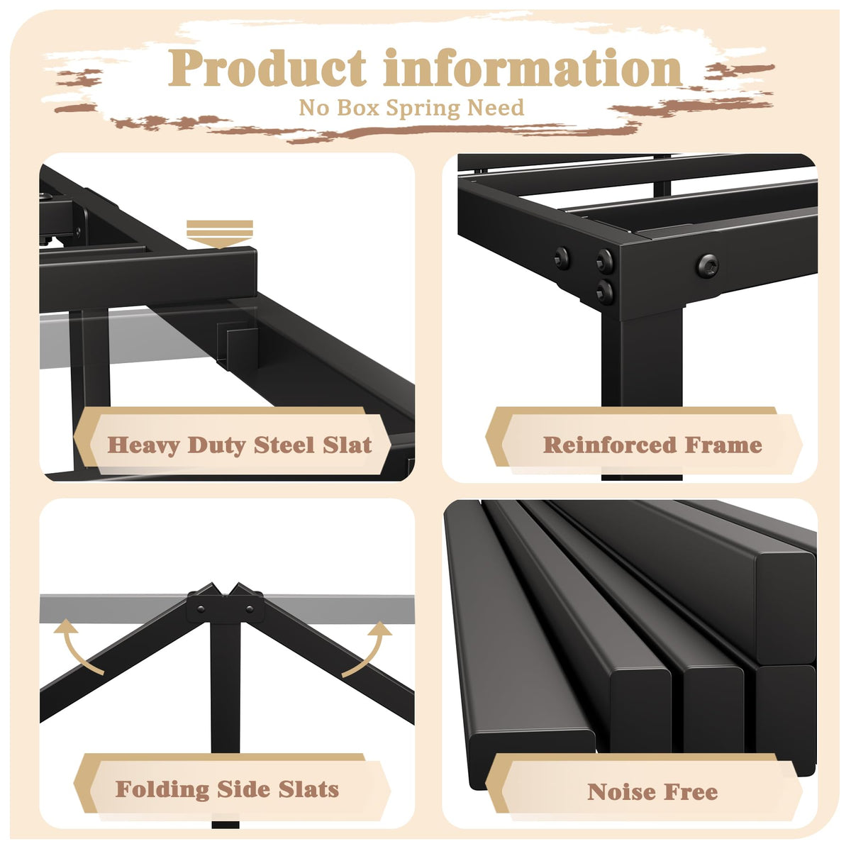 Queen 14-Inch Heavy-Duty Platform Bed Frame D6083