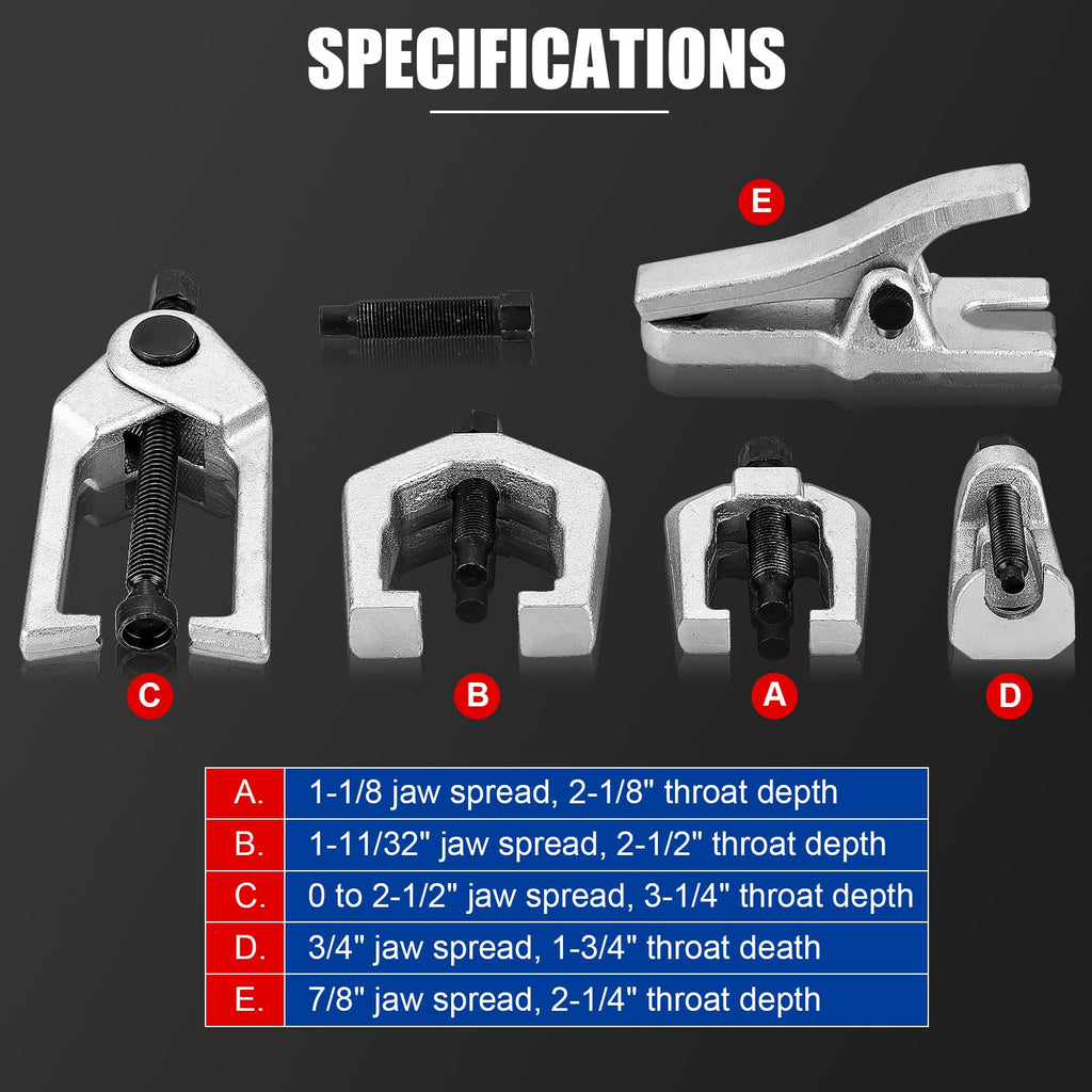 5pcs Ball Joint Separator Pitman Arm Puller Tie Rod End Tool Set H34790