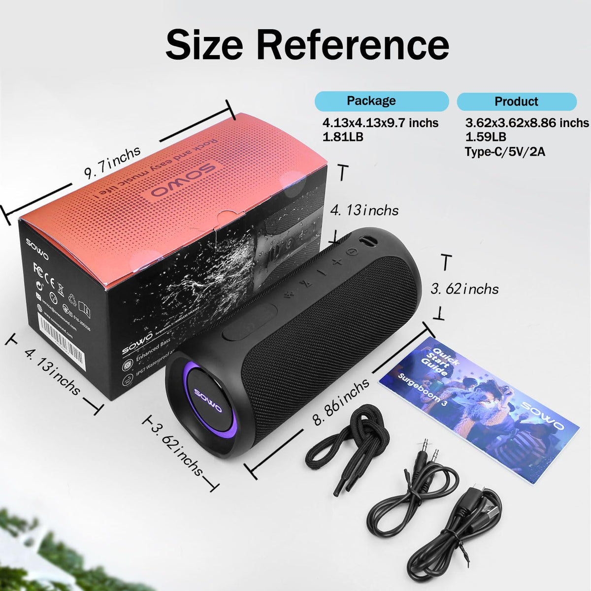 Wireless Bluetooth Speaker with Built-in Subwoofer E37991