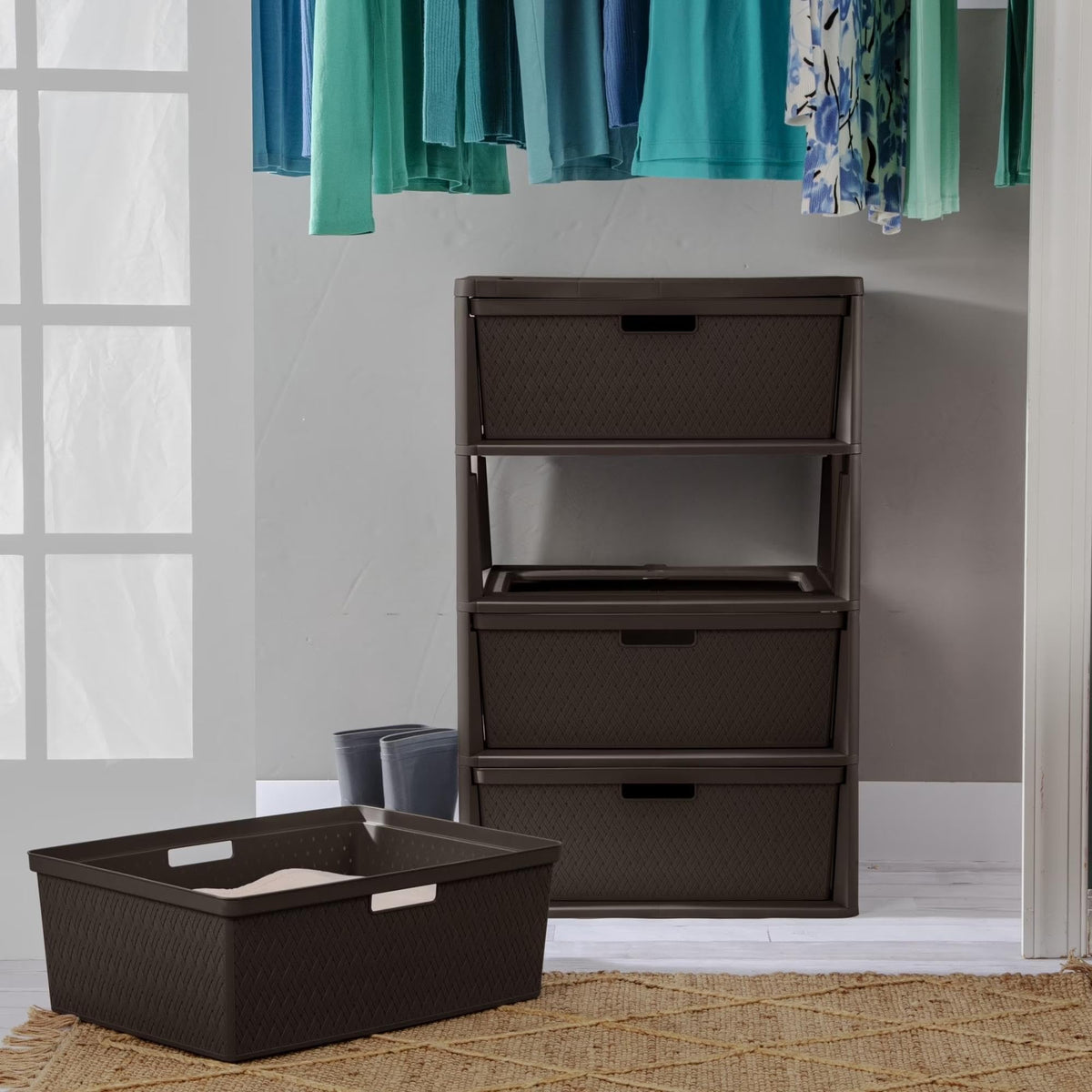 3 Drawer Storage Organizer Tower with Carry Handles E517628