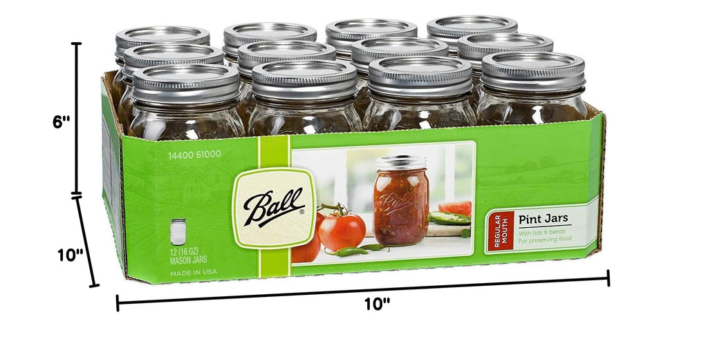 16 oz Regular Mouth Mason Jar with Lids and Bands (12 Units) E140450