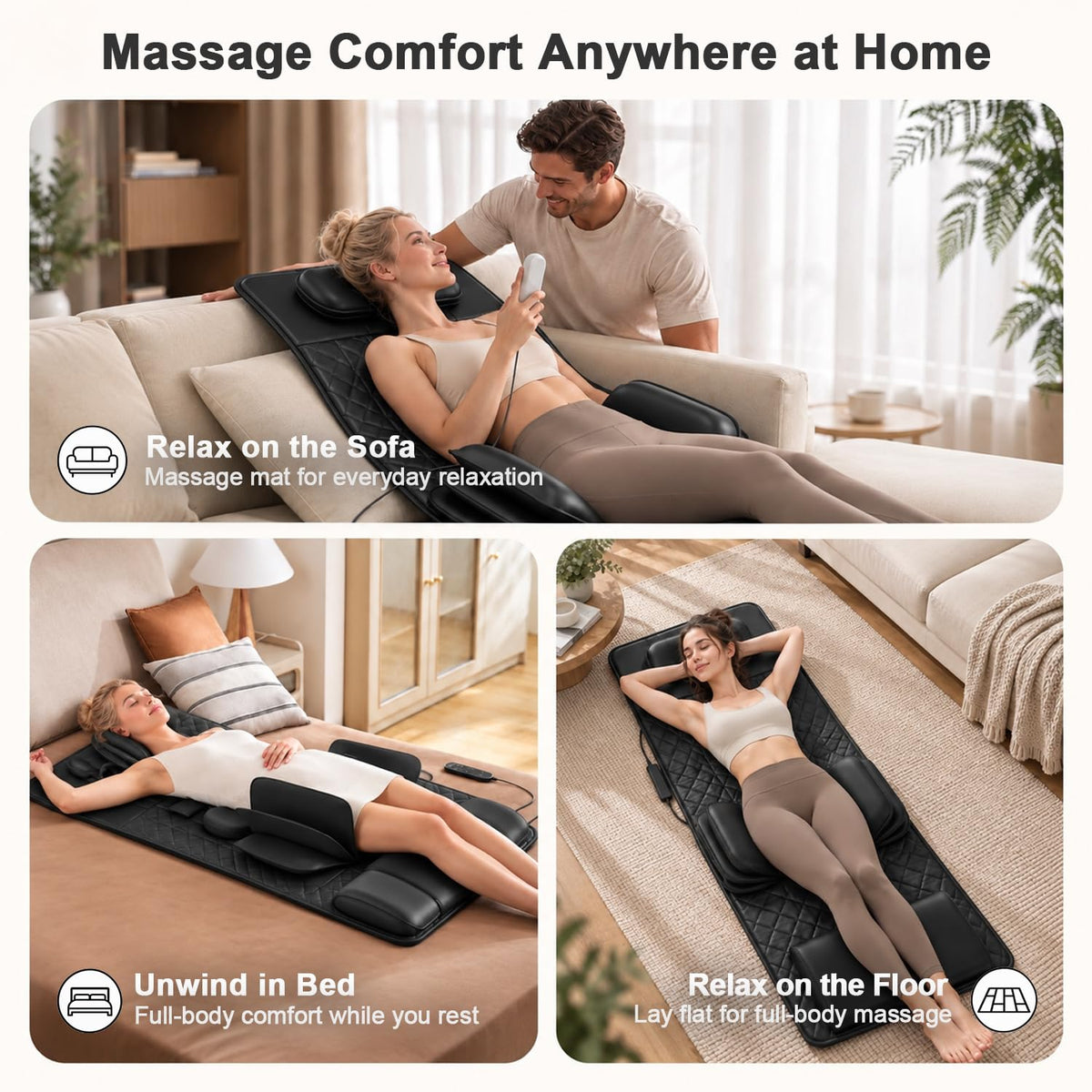 Foldable Full Body Massage Mat with Heat J3878