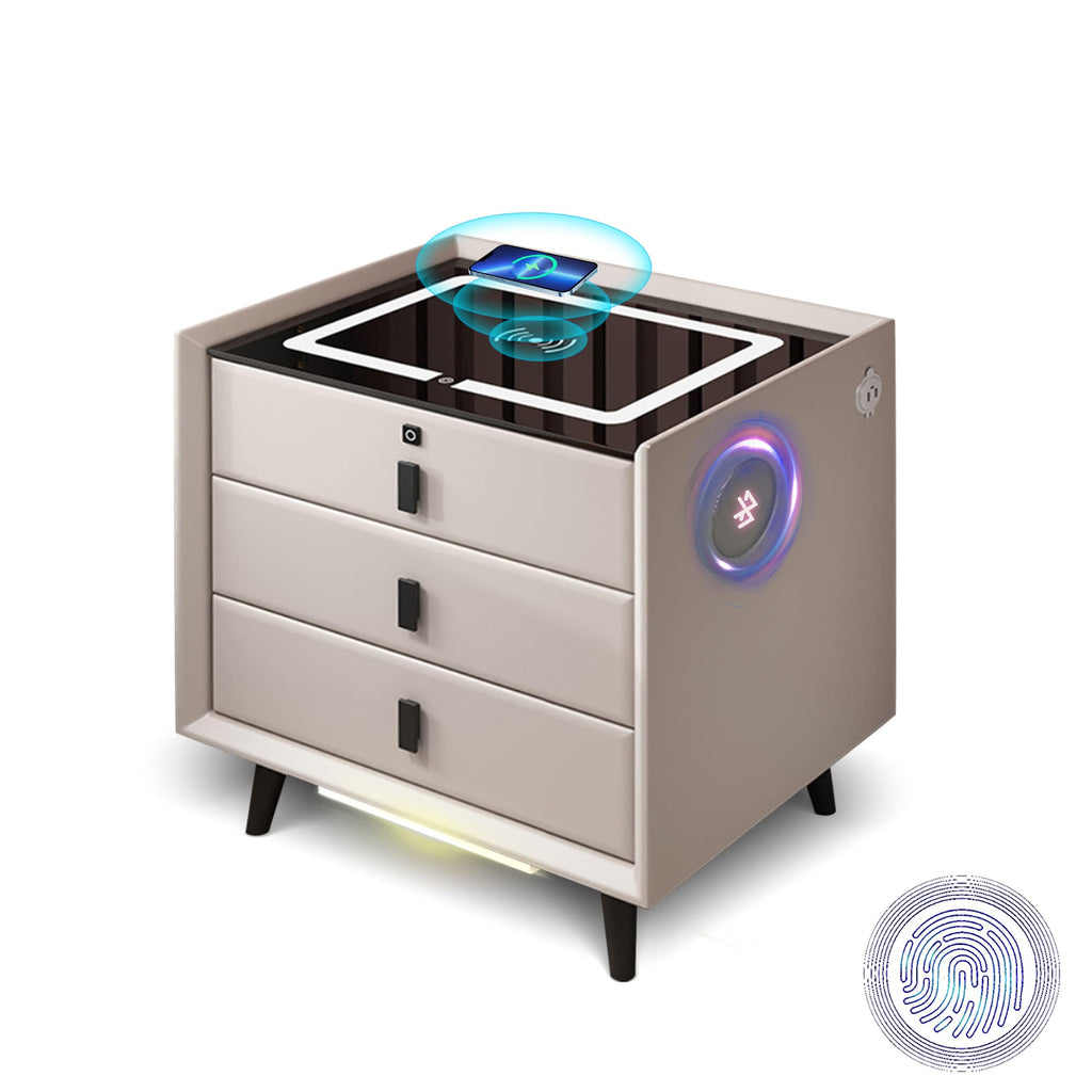 White 3 Drawer Smart Nightstand with Wireless Charging X442972