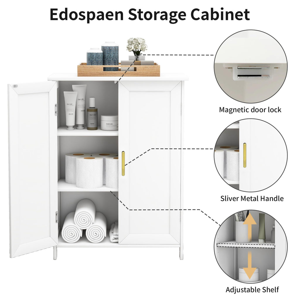 White 2 Door Bathroom Floor Storage Cabinet G278853