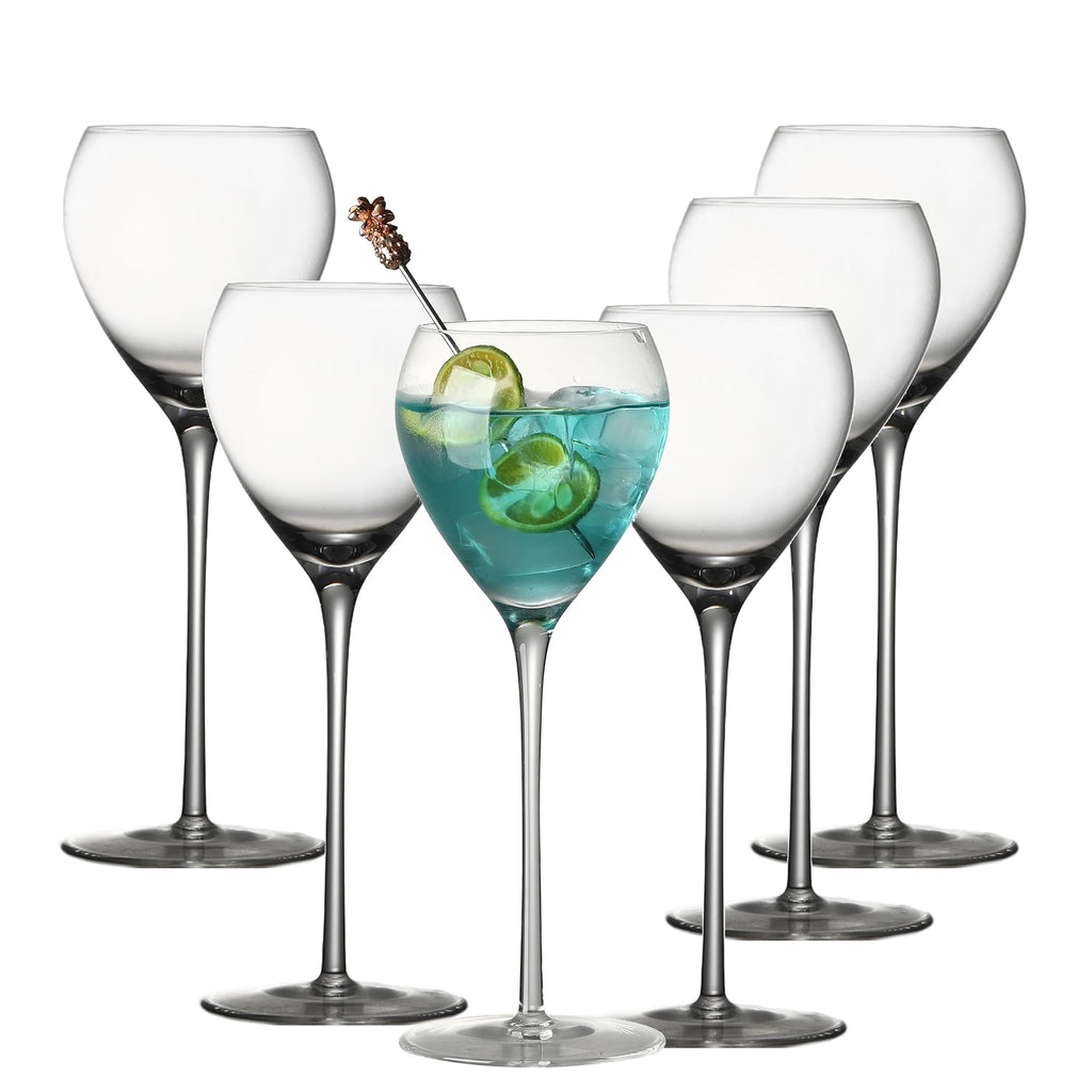 Hand Blown Crystal Cocktail Glasses Set of 6, 5.8Oz Clear U9678