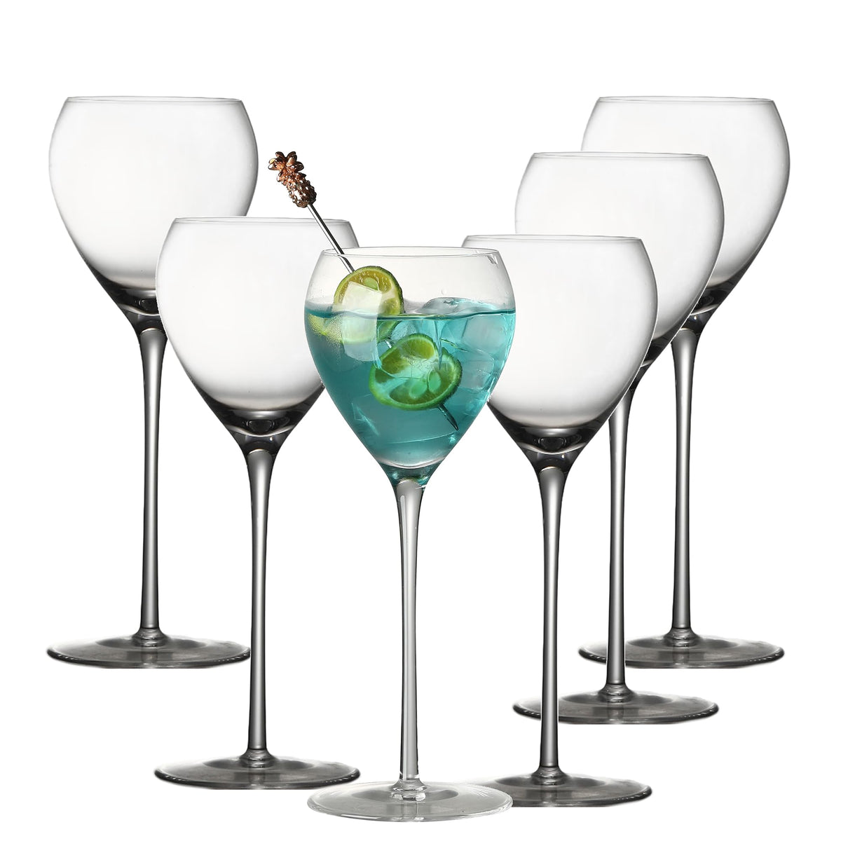 Hand Blown Crystal Cocktail Glasses Set of 6, 5.8Oz Clear U9678