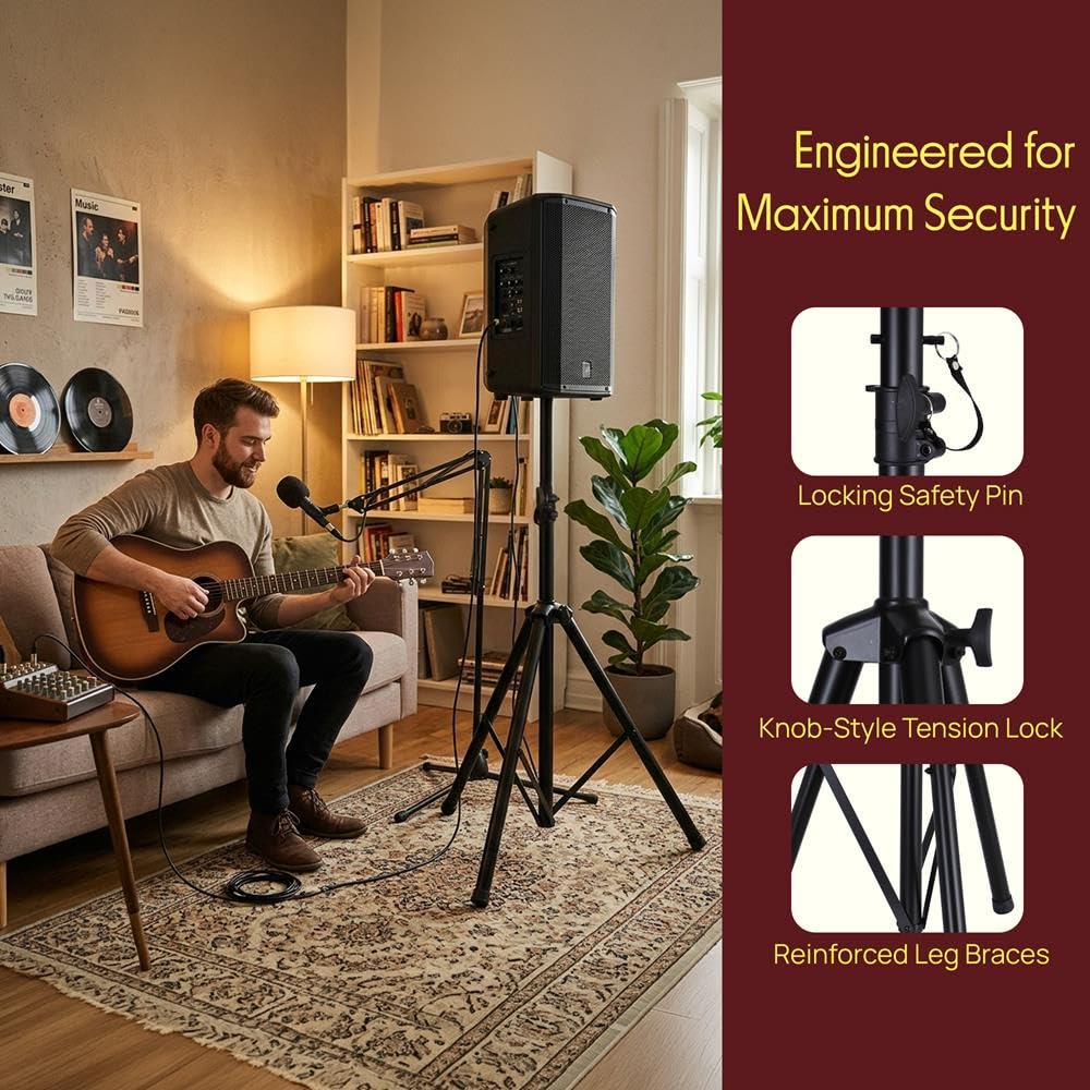 Universal Speaker Stand 2-Pack Height Adjustable Tripod Mount C4686