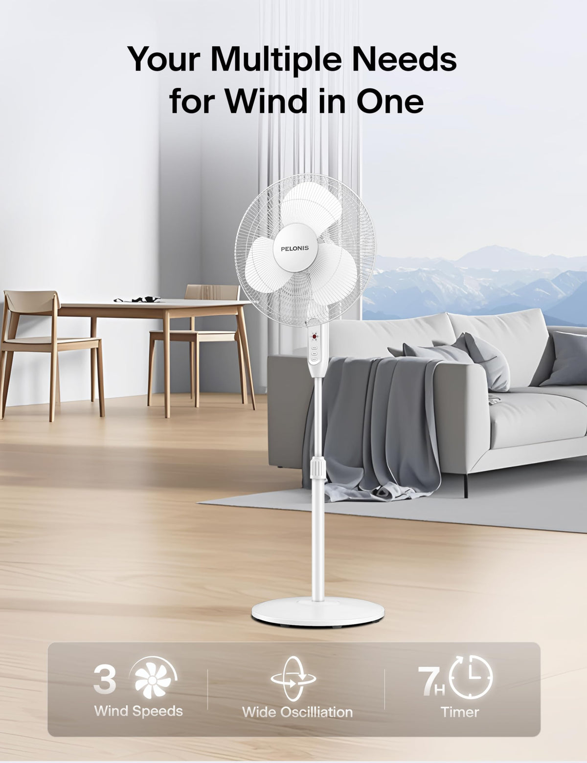 16" Adjustable Oscillating Pedestal Fan with Remote X79599