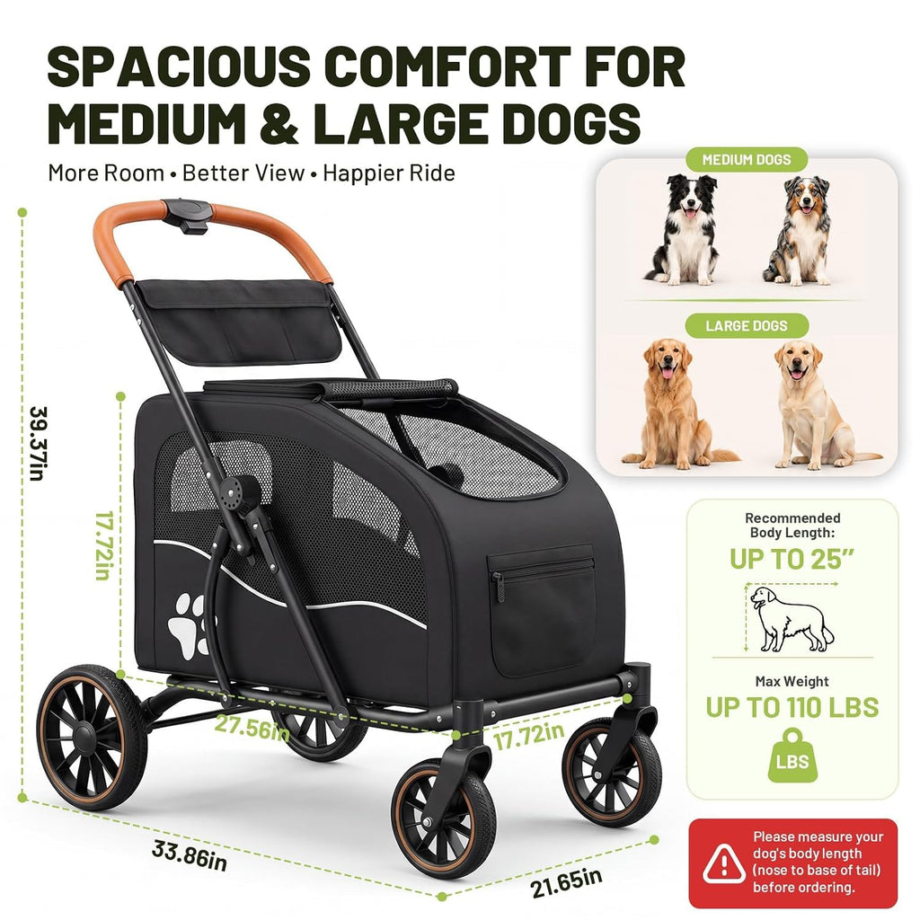 Foldable Dog Stroller for Large Dogs up to 110lbs Q8211