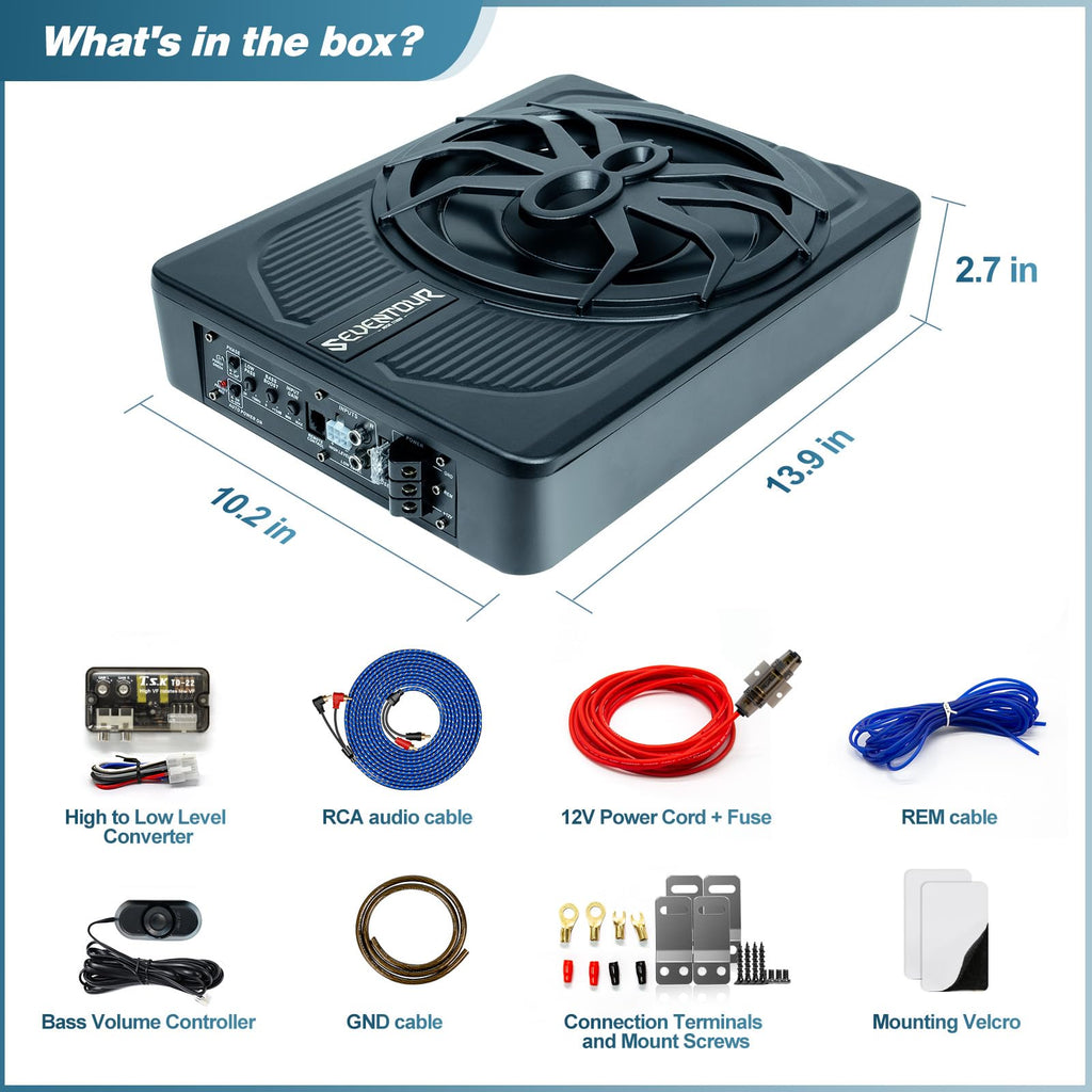 800W Under Seat Car Subwoofer and Amp Package Y19954