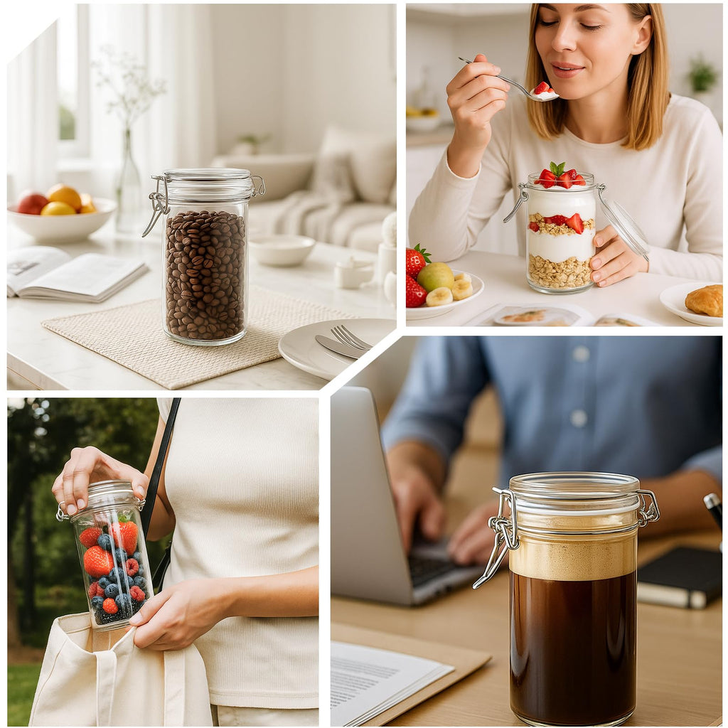8 PCS 16 oz Glass Jars with Airtight Lid Q225