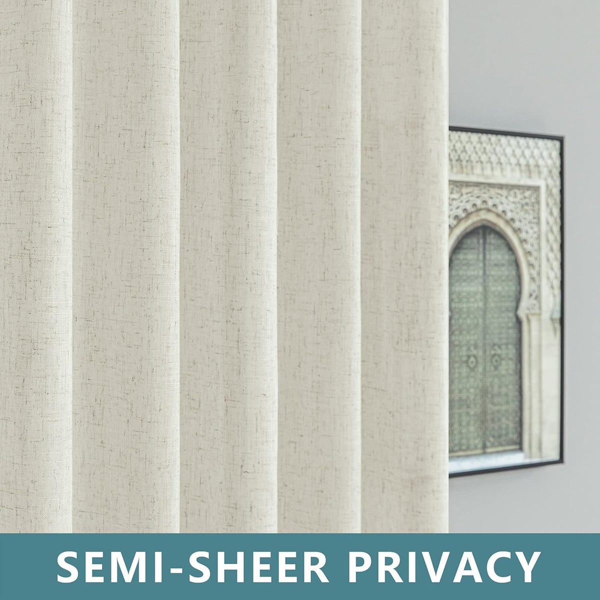 78 Inch Sheer Linen Curtains, 52" W x 78" L 2 Panels Set, Cream Z564597