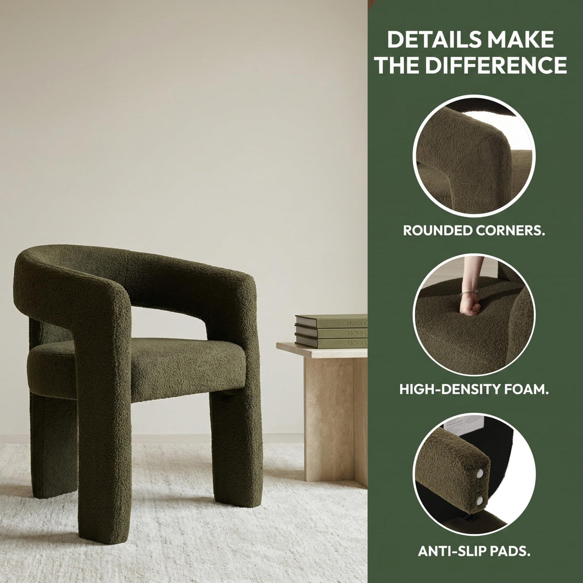 Green Sherpa Barrel Dining Chairs Set of 2 B592
