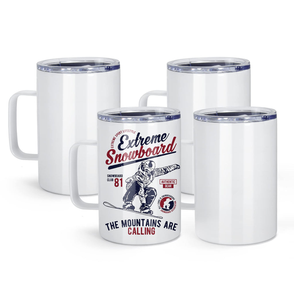 16oz Stainless Steel Sublimation Mug with Lid, 4 Pack P809