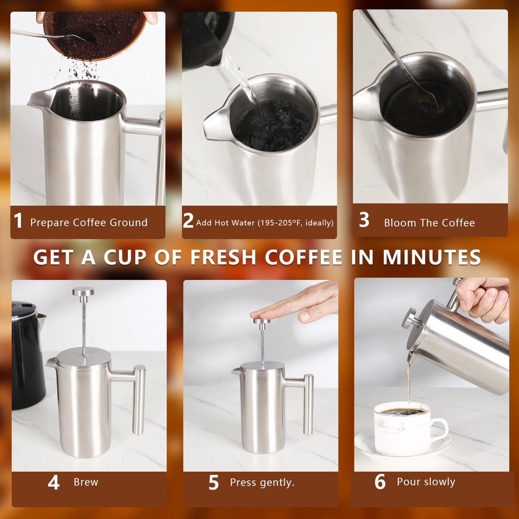 12 OZ Stainless Steel French Press Coffee Maker O72981