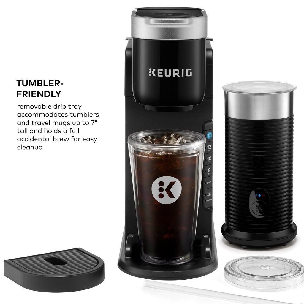 Single Serve Coffee Maker and Frother, 3 Brew Sizes, Black F867