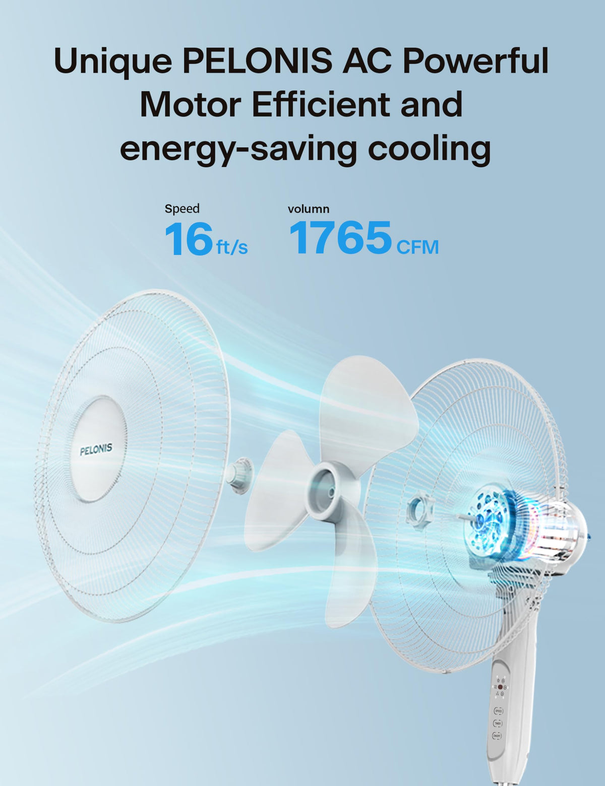 16" Adjustable Oscillating Pedestal Fan with Remote X79599