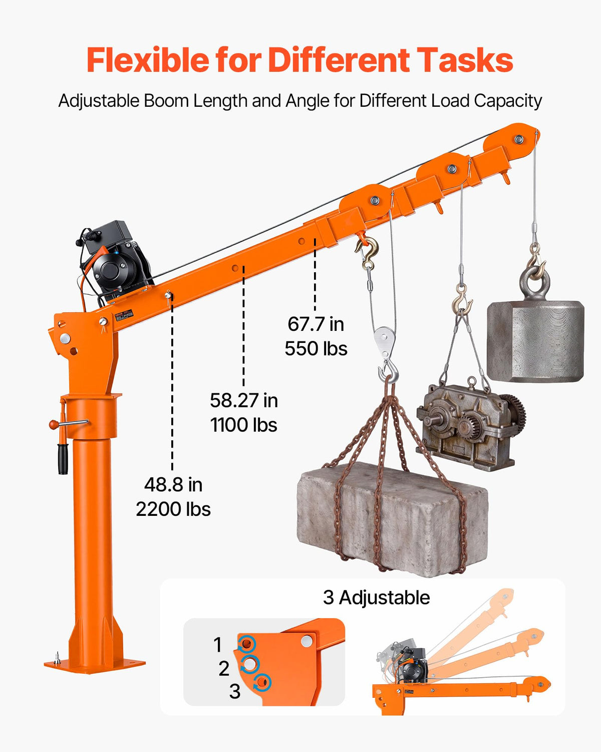 Electric Truck Crane with 12V Electric Winch and 360° Rotating Telescopic Boom Q692574