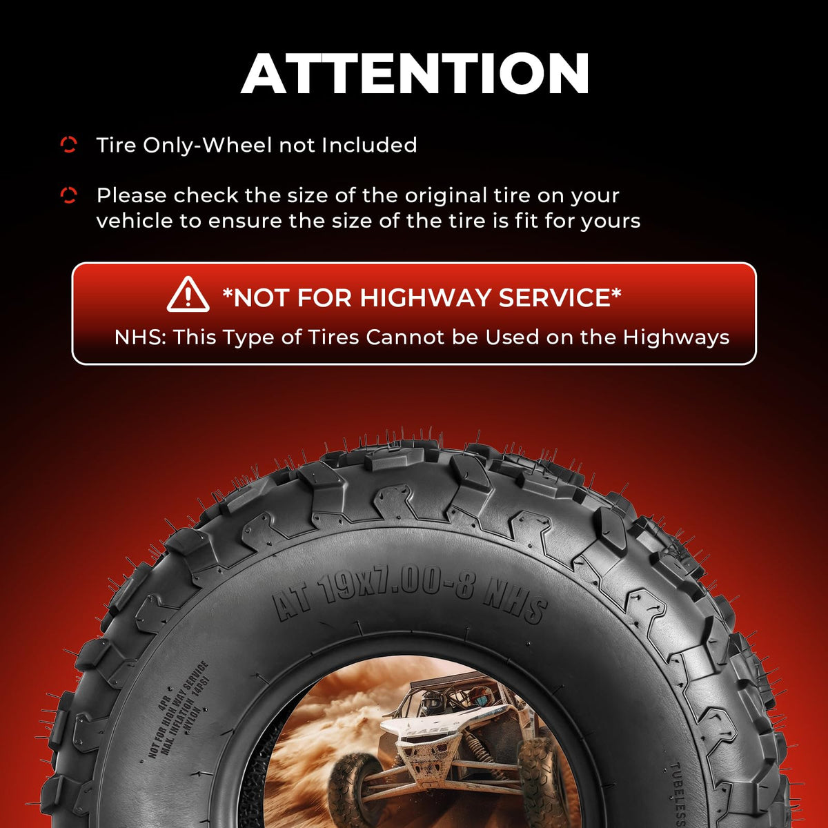 19x7-8 UTV ATV Tires Set of 4 T25777