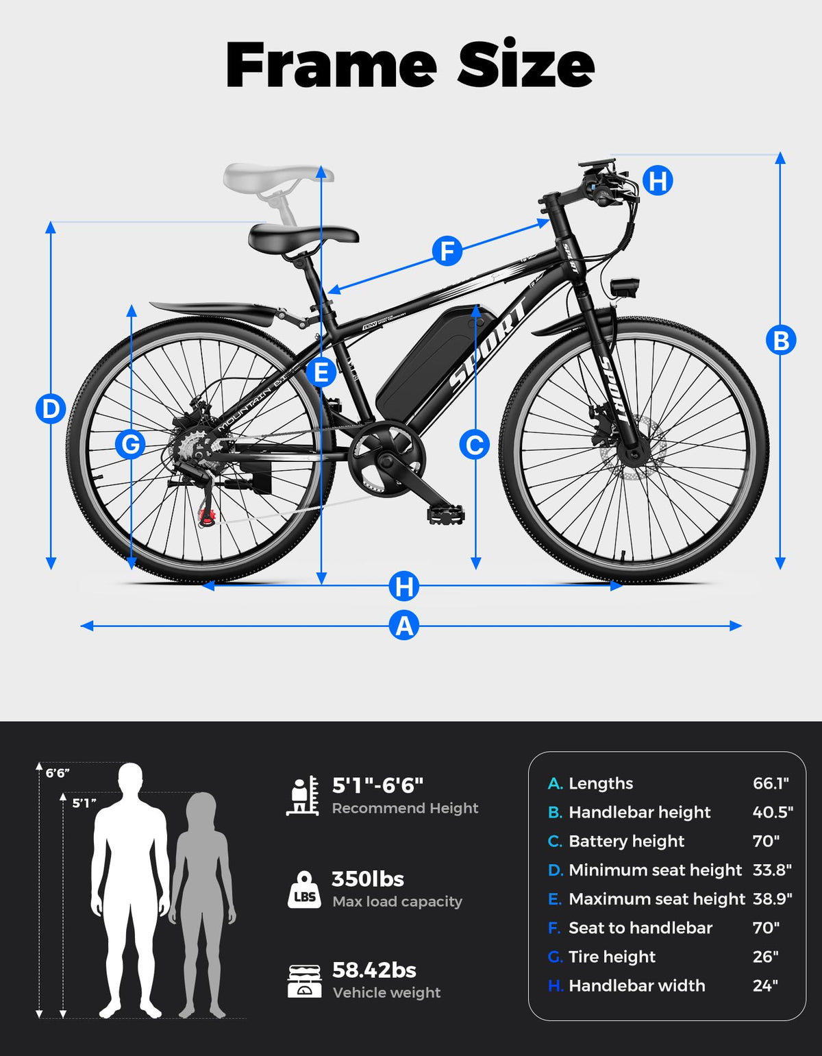 7-Speed 26" Tire Electric Bike L13155