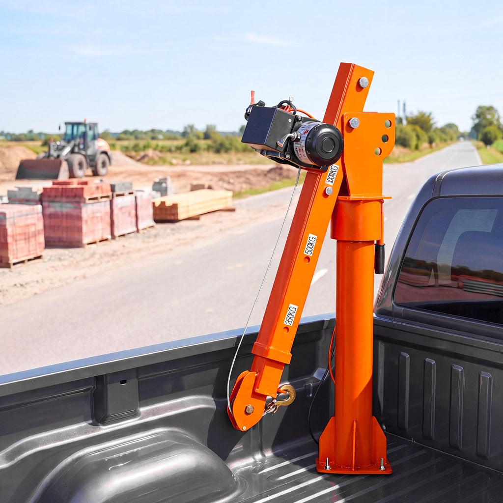 Electric Truck Crane with 12V Electric Winch and 360° Rotating Telescopic Boom Q692574