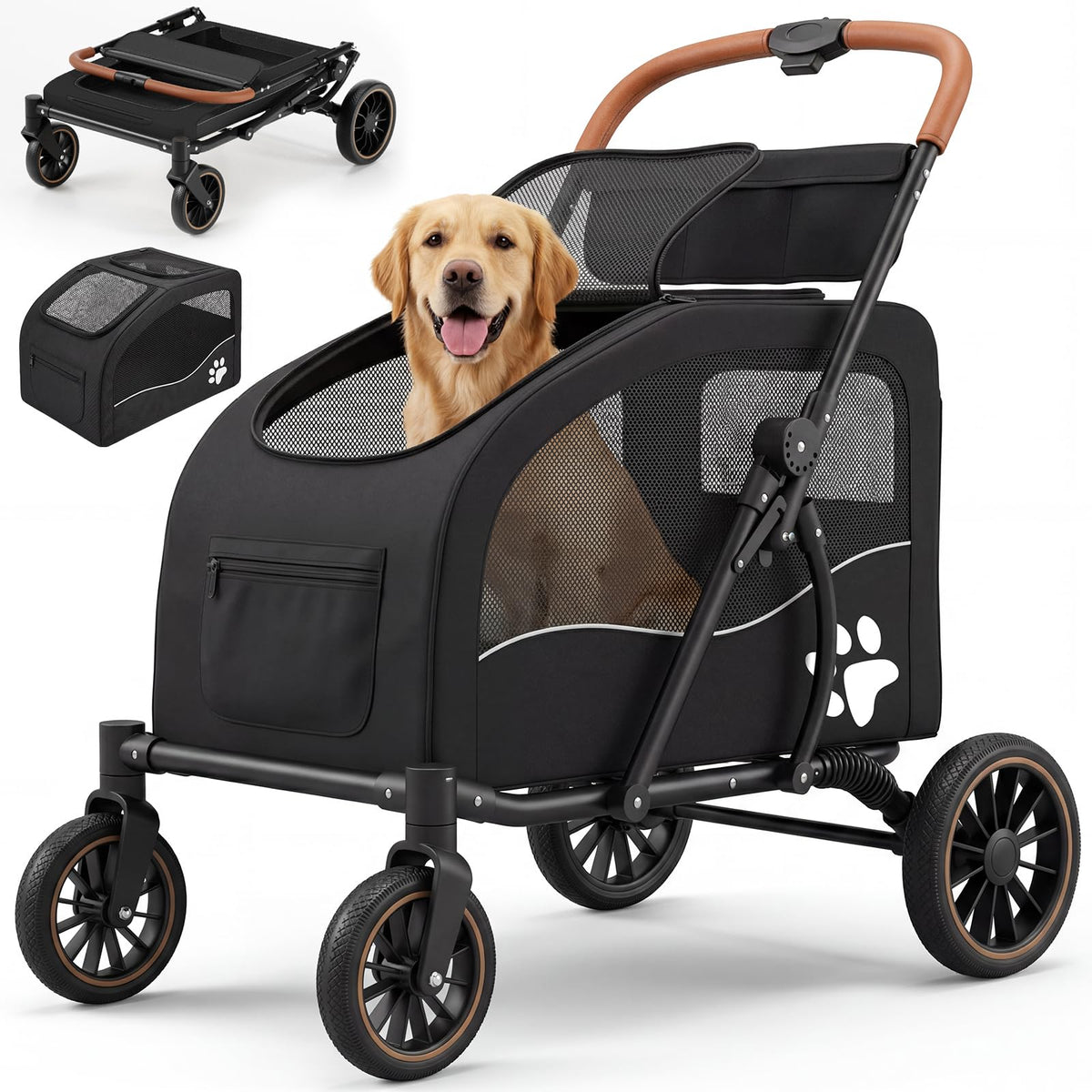 Foldable Dog Stroller for Large Dogs up to 110lbs Q8211