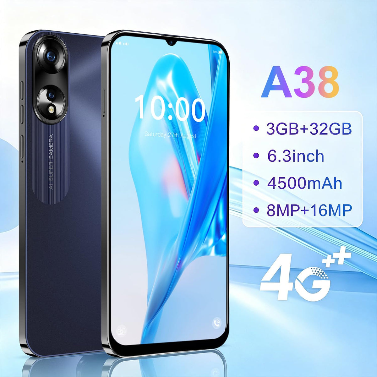 Unlocked 4G Smartphone 6.3 Inch Full Screen 3GB RAM 32GB ROM Black F81439