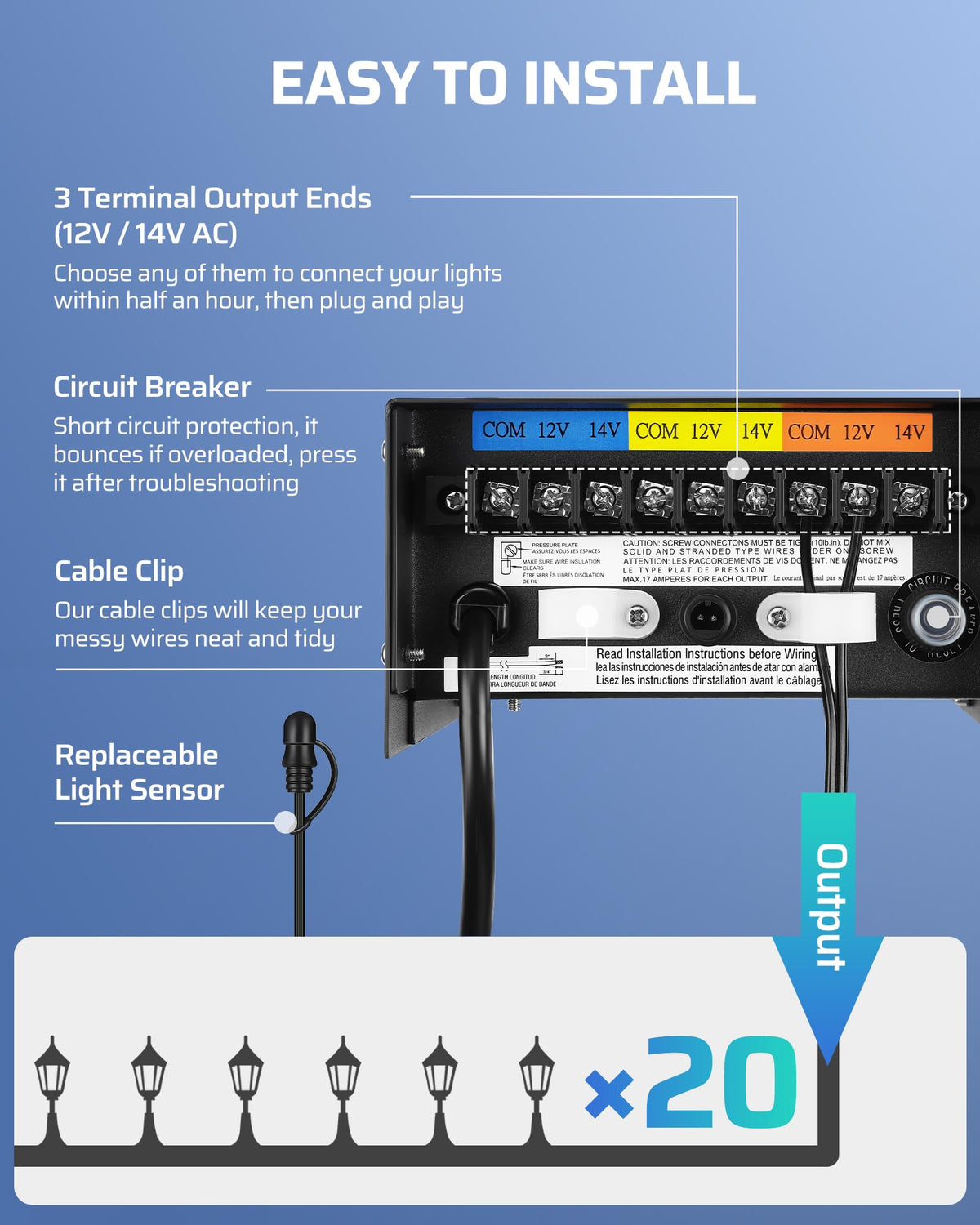 200W Low Voltage Landscape Transformer with Timer and Photocell Sensor Z3108
