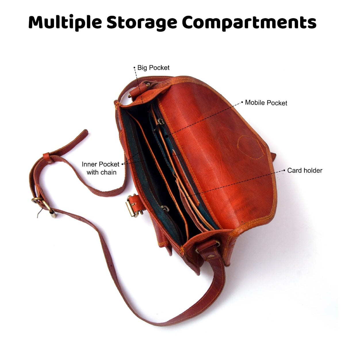 Genuine Leather Crossbody Satchel Bag H556