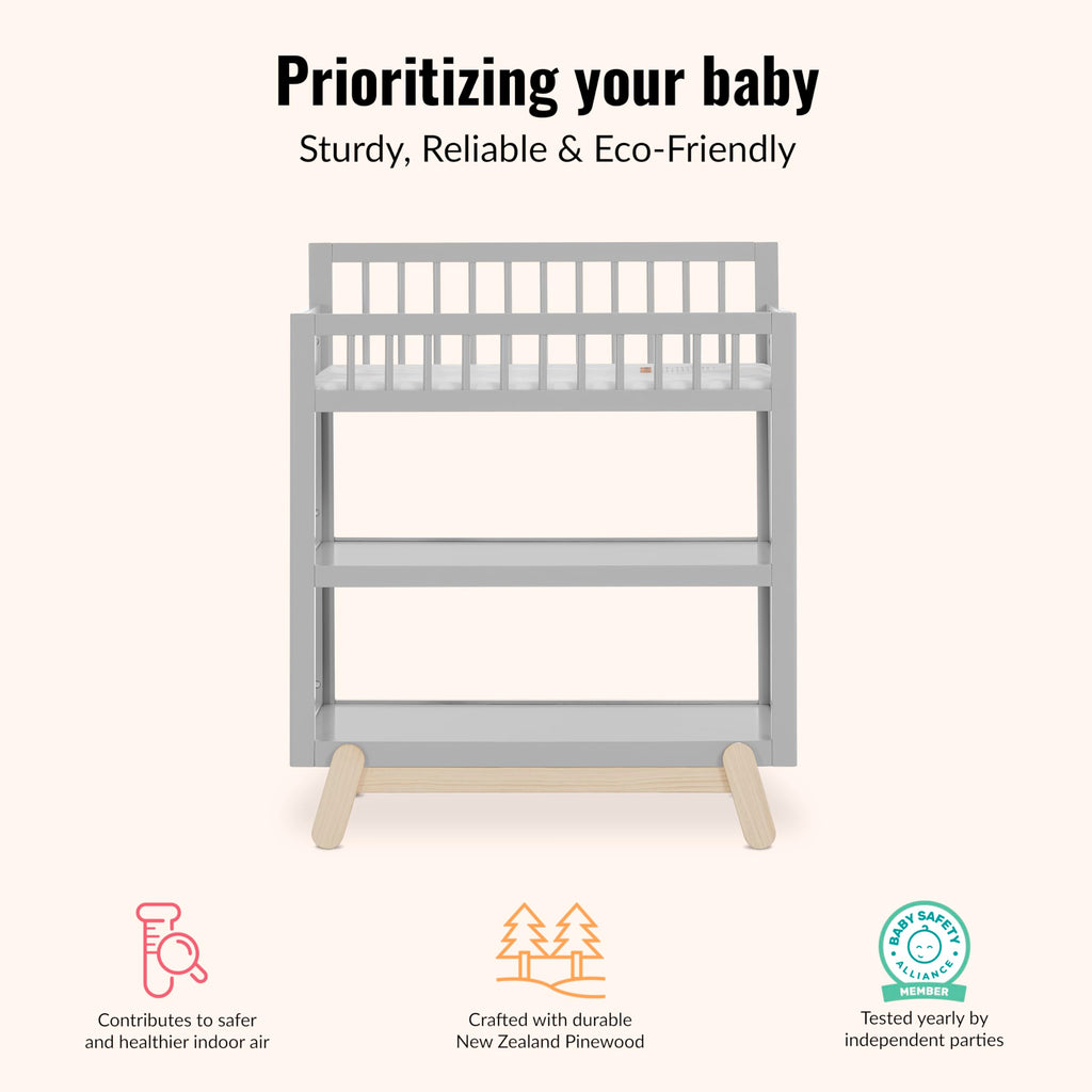 Baby Changing Table with Safety Rails and Storage Shelves N436253