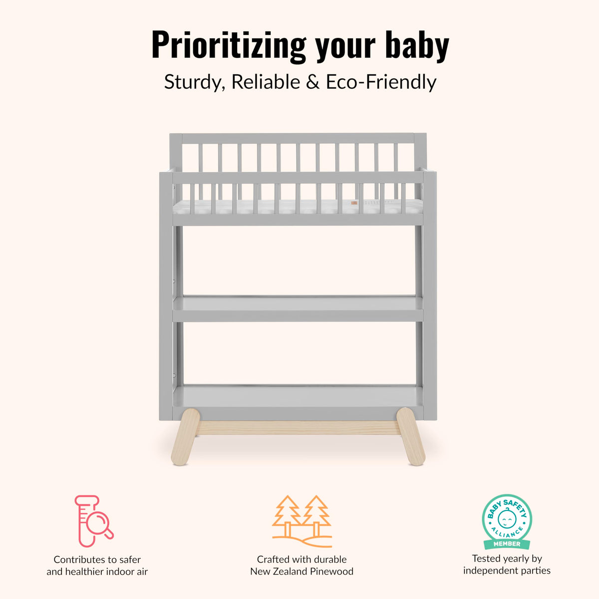 Baby Changing Table with Safety Rails and Storage Shelves N436253